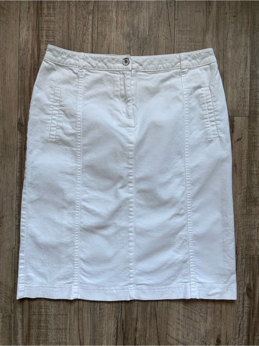 Cotton blend summer beachy coastal Women's White Pencil Skirt neutral capsule